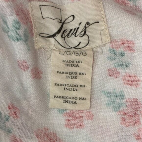 NWOT Levis Snap Front Dress Short Sleeve White/Floral Belted Cotton Sz 12 .e - Picture 7 of 8